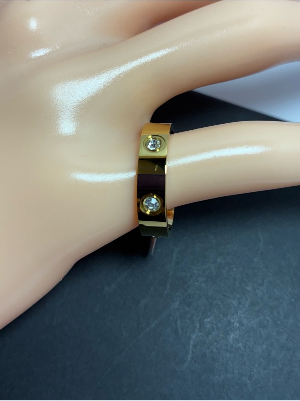 Gold Crystal Accent Women's Ring - Elegant Gold Band